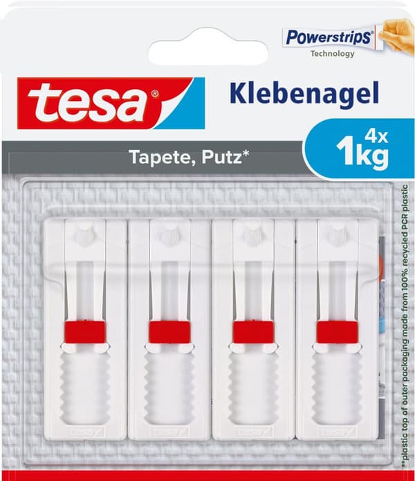 tesa 77774 Itsekiinnittyvä seinänaula, valkoinen, 4 kg