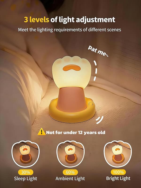 Cat Paw Night Light, Magnetic Wall Lamp, Bedside Lamp with Touch Function, Fun Dimmable Silicone Lamp, Christmas Gift, for Women, Men and Home