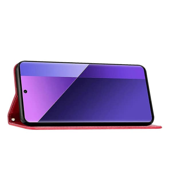 Til Xiaomi Redmi Note 14 5G Etui PU Læder Pung Etui med Rem - Rød