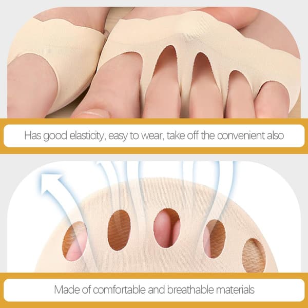 Women's Five-Toe Toeless Socks, Invisible, Non-Slip, Breathable, Sweat-Absorbing Half Socks