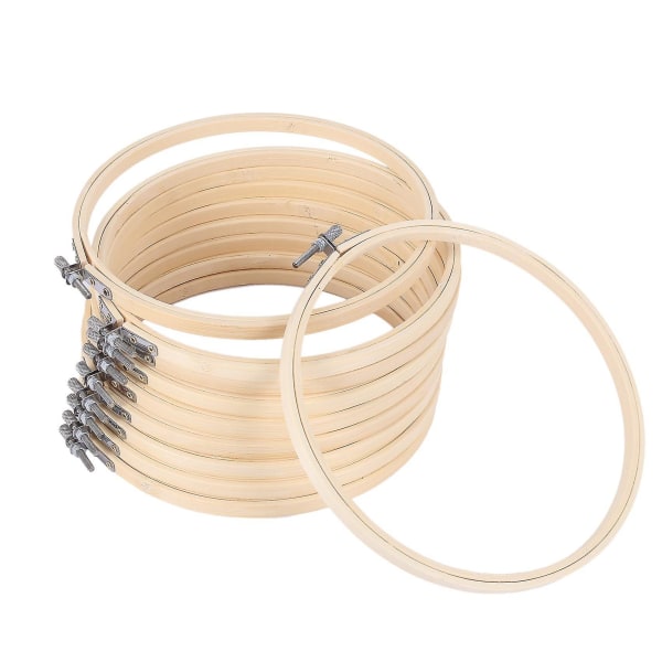 20 stk. 8 tommer Broderi Hoops Runde Justerbare Bambus Cirkel Kors Hoop Ring Bulk Kompatibel Med Kunst Håndværk