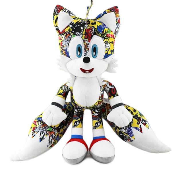 Myk plysjdukke 30 cm, trykt gul