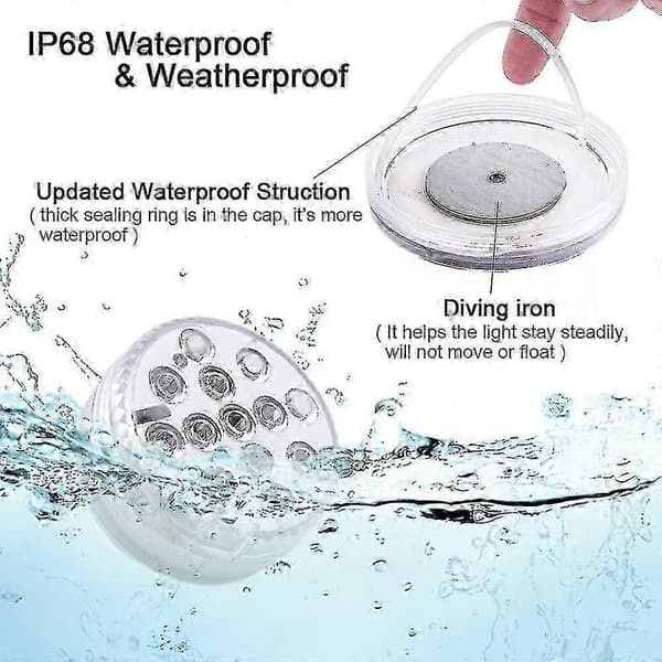 Underwater Lamp, LED Underwater Lights Pool Lighting Waterproof With Remote Control, Ip68, 13 LEDs Change LED Underwater Festi [DB]