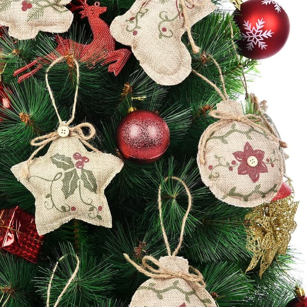 Rustikke juletræspynt i sækkelærred, bondegårdsophæng, juletræsstrømpe, kugleformet pynt til julefest