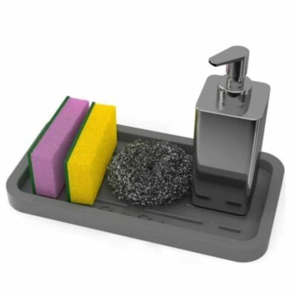 Kitchen Accessories Bathroom Sink Caddy Stylish Storage Holder Shelf Rack Organizer Grey