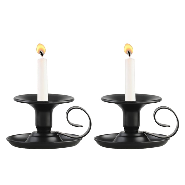 Taper Candle Stick Holder, 2stk Retro Iron Simple Black Candlestick Holder Candlelight Stand for Party Bryllup Julebord Ho