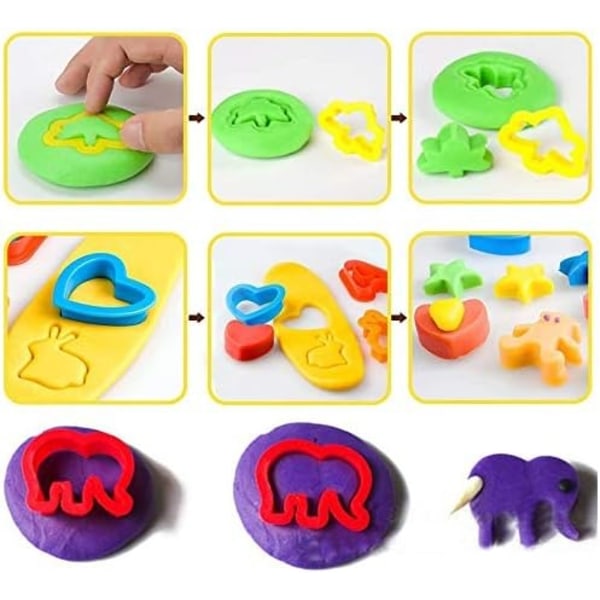 Legedejsværktøj 20 STK Legedejværktøjssæt til børn, forskellige former for legedejskærere og ruller, tilfældig farve