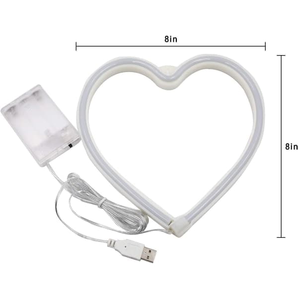 Pink Heart Neon Light, LED Neon Light Battery Operated or USB Powered Decorative Lamp, Table and Wall Decoration Lamp