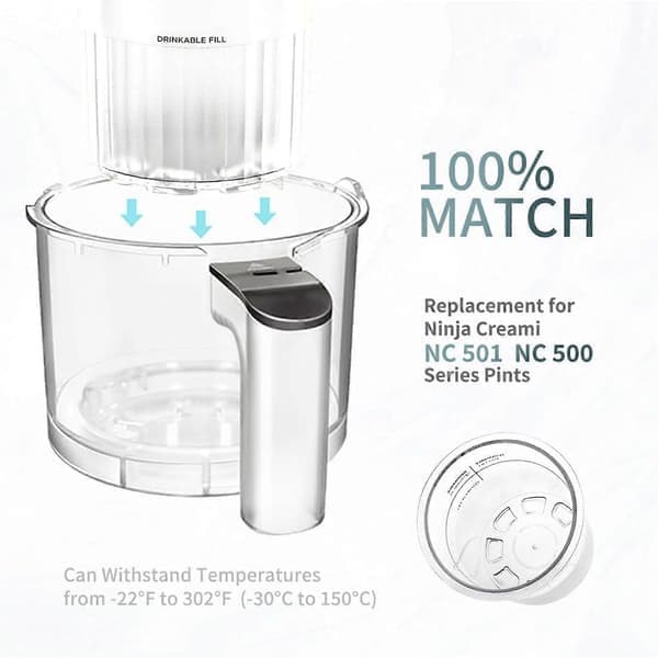 4-pack Ninja Creami Deluxe Replacement Pints and Lids, Compatible with NC501 NC500 Series - FX-Blue Single Blue Single