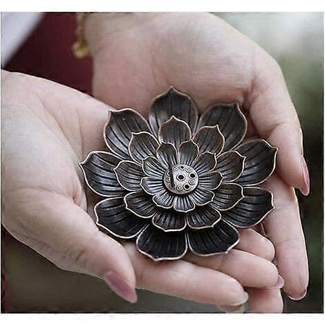 Lotus røgelsesbrænder i legering, antik kobber røgelsesplade, buddhisme spole lotus røgelsesbrænder, kegle røgelsesbrænder
