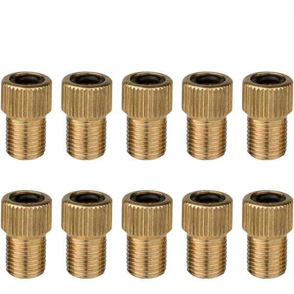 10 st Ventiladapter - Presta Schrader Ventiladapter för Cyklar - med Tätningsring - Mässing - Total Längd ca 1,5 cm