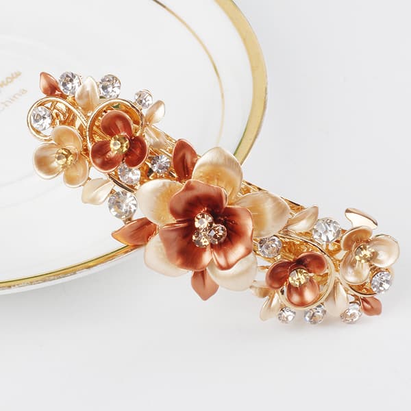 4 stk Vintage Blomstrete Franske Hårspenner