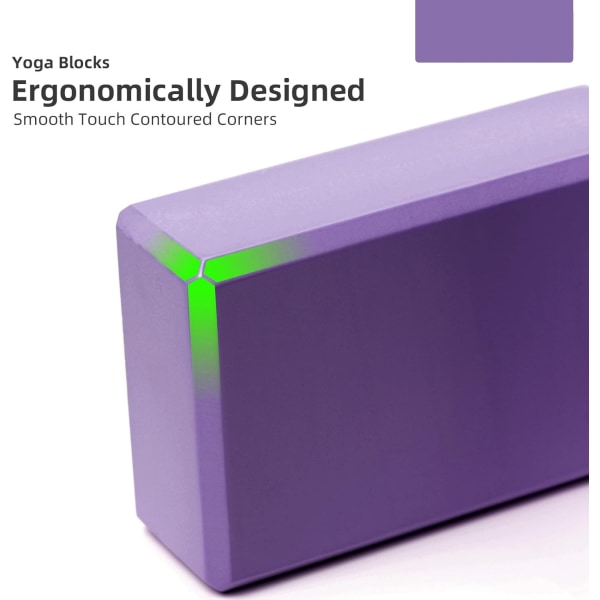 Yogablock 2-pack Pilates-tillbehör EVA-kork med hög densitet och töjbara halkfria lätta slitstarka tegelstenar, 9"x6"x4" vardera