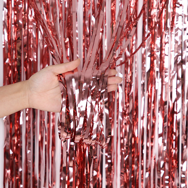 4 st Metallic Tinsel Foil Fringe Gardiner Bakgrund, 1m x 2m Streamers för Födelsedag Bröllop Förlovning Fest