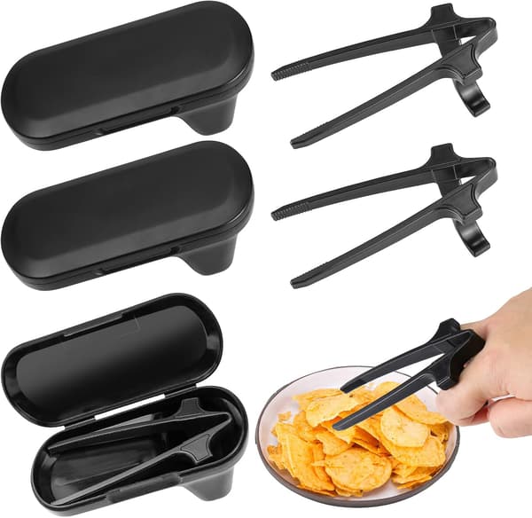 Gamer Finger Spisepinde (med æske), snackpinde, håndsnackpinde, snacksgrabber (sort, 3-pak)