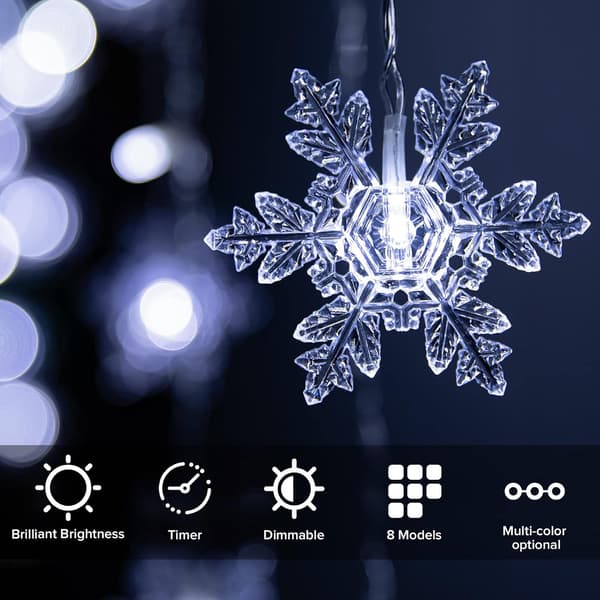 Julegardin Lysgardiner Lys 3.5m 96 LED Snøfnugg