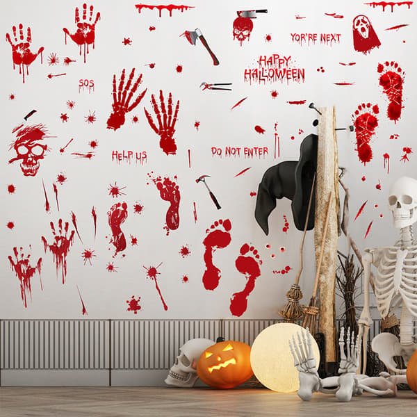 8 kpl Halloween-ikkunatarrat, jalanjälkitarrat, B