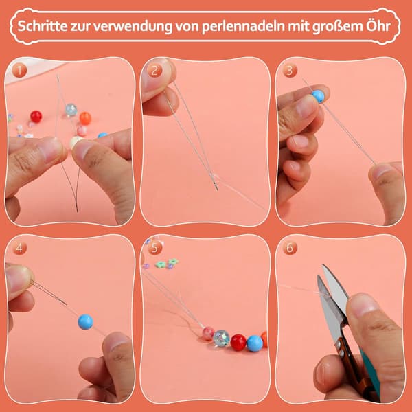 Beading Needle Set, 6 Sizes, for Seed Beads, Beading Needles for Beading Threading, Extra Thin, with Spray Bottle for Crafts and Jewelry Making