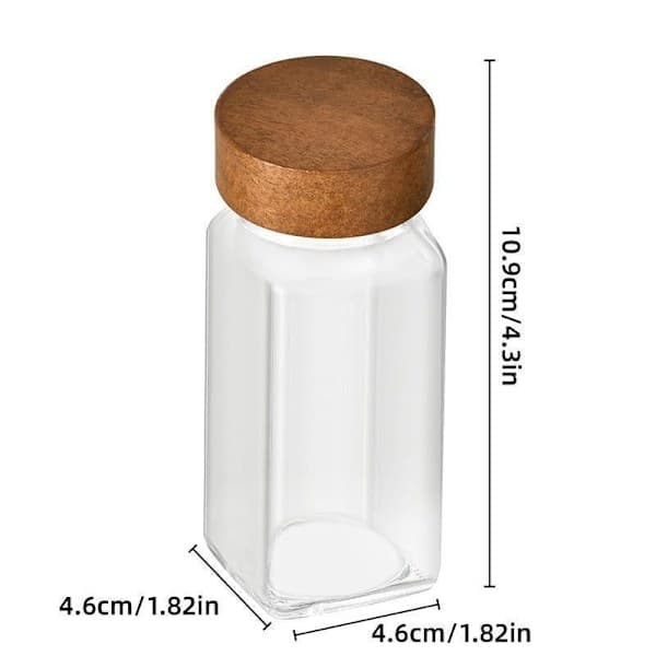 12 Pcs Square Glass Spice Jars, Transparent Storage Containers, Kitchen Spice Organizer - XF29-