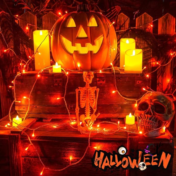 Orange Halloween-lyskæde, 3M 20 LED efterårslyskæde, orange LED til Halloween-dekorationer