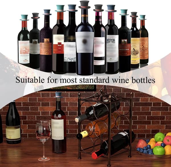 Wine Bottle Stoppers, Fun Reusable Silicone Bottle Plugs and Corks, and Decorative Wine Accessory Set. Three-Piece Set.