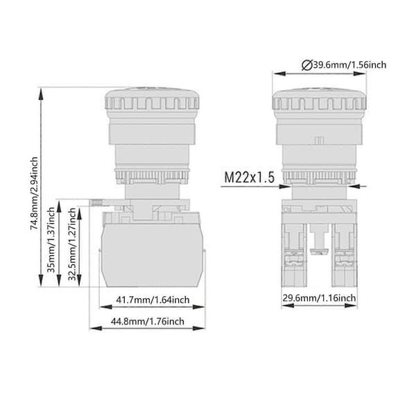 Electrical Control HY57B Stop Switch Customizable Industrial Push Button Switches Replacement Emergency Stop Switch Single contacts Single  contacts
