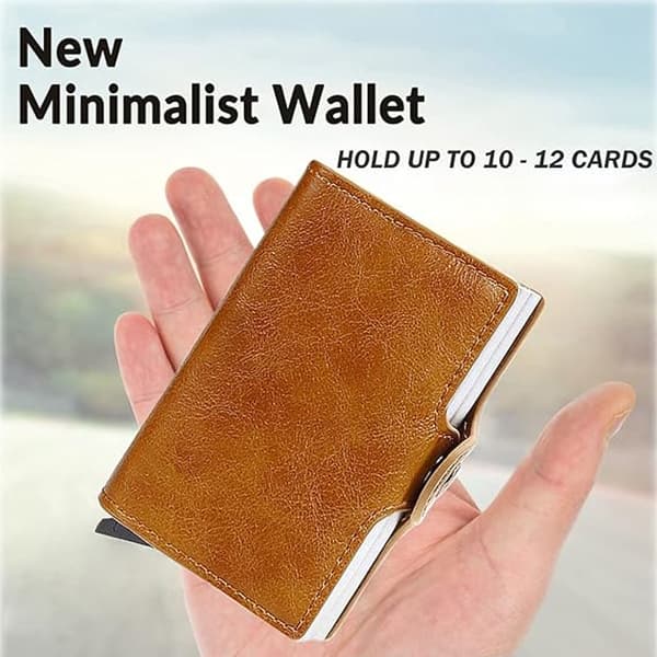 Double-Layer Card Holder, Men's Credit Card Case, Front Pocket Anti-Theft RFID Automatic Pop-Up (brown)