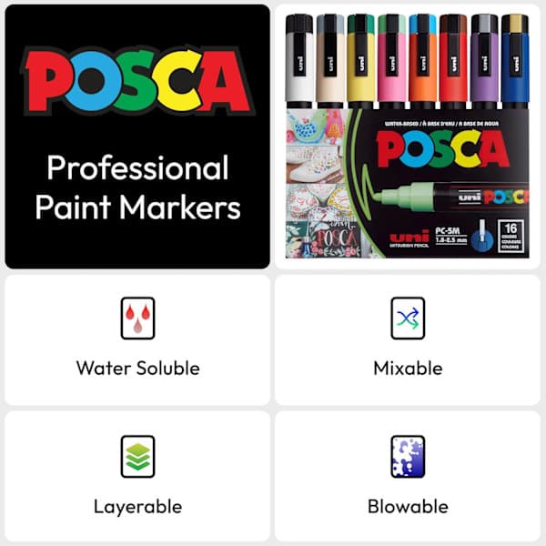 POSCA 8-farve markørsæt, PC-5M Medium-FQ6 - Udvidet sortiment Extended Range