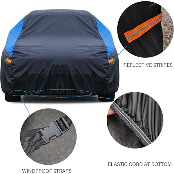Bilöverdrag för bilar, väderbeständigt, vattentätt, universellt passform för sedan, Chevy Camaro, Ford Mustang, Kia Stinger, Nissan Maxima, Buick Regal etc.