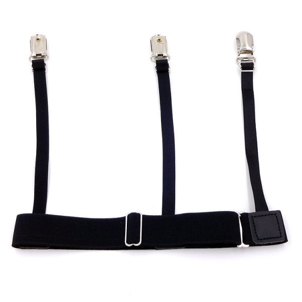 Skjorte for herre forsterker justerbar elastisk strømpebåndsholder for militærskjorter med anti-skli låseklemmer (1 par)