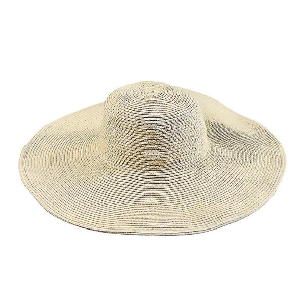 Dame Mann Bred Brim Solbeskyttelse Stråhatt, Folable Floppy Hat, sommer UV Beskyttelse Strand CapBeigeFarge Color Beige