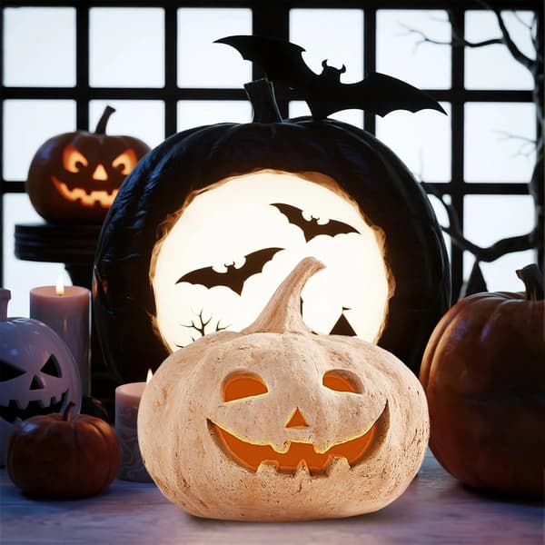 Efterår Terracotta Græskar Lanterne Ornament - Håndlavet Græskar Jack O' Lantern Udendørs Indendørs