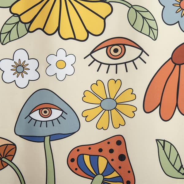 180*180cm Retro 70'er Bruseforhæng Psykedelisk Blomstret Gul