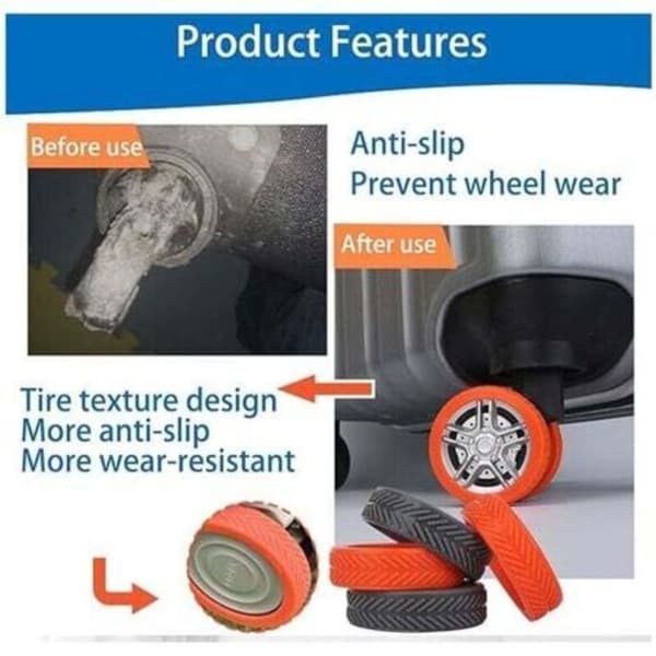 Rubber Protective Cover for Suitcase Wheels, Silent, Trolley Box with Rollers, Silicone Replacement Protective Cover, Universal Wheel Cover