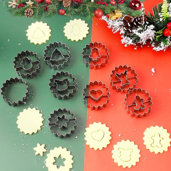 9 Dele Mini Julekageforme Sæt, Kageforme, Rustfrit Stål Udhulet Kageforme til Fest Bagning DIY