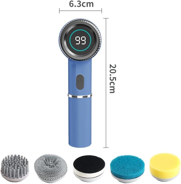 Handheld Electric Scrubber with 5 Brush Heads - Powerful Scrubber for Bathroom, Sink, Grill
