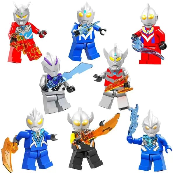 Ultraman Mini Byggeklodsfigursæt, ABS DIY Pædagogisk Legetøj til Børn 6+, 16 Dele