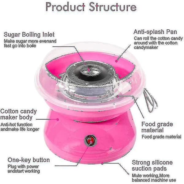 Nostalgia Candyflossmaskine til Bordplade, Hård og Sukkerfri, Gør-det-selv Candyfloss Skumfidus til Børn