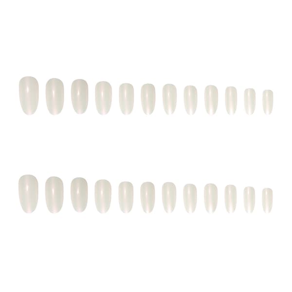 30 Pieces Light White Cat Eye Nails Almond Shaped False Nails