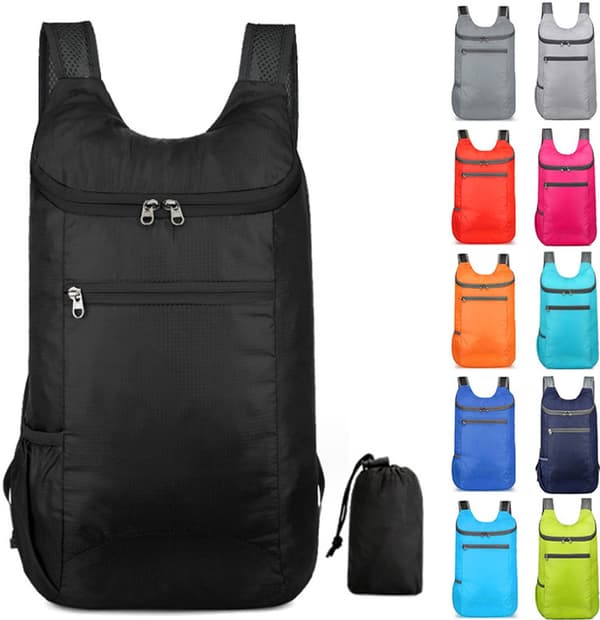Packable Hiking Backpack, Ultralight Foldable Waterproof Travel Backpack with Adjustable Breathable Straps for Hiking Camping Cycling, 35L Black