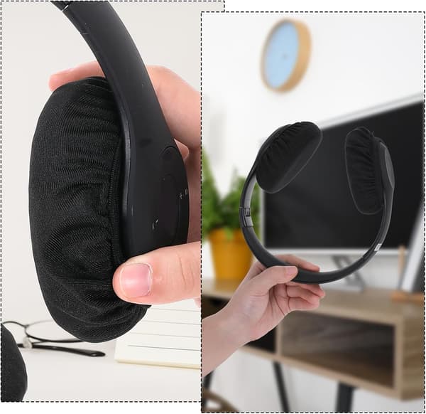 2 par hovedtelefonovertræk, vaskbare strækbare hovedtelefonovertræk til ører sorte headset hovedtelefonovertræk hovedtelefonørepuder