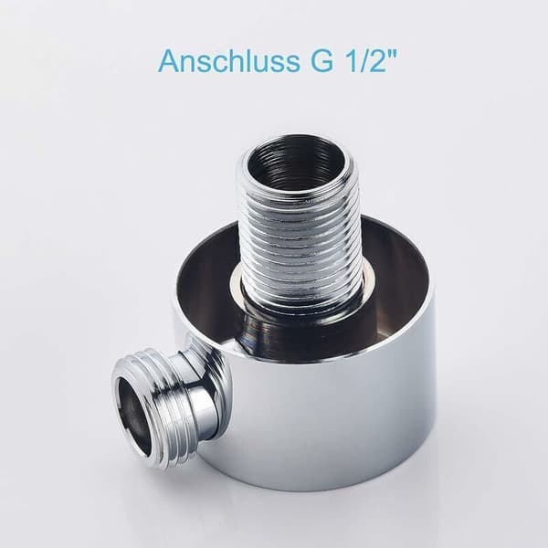 Round Hose Connector - Chrome Wall-Mounted Angle Connector - Brass - Universal - 1/2\" - Sand Connector - Shower Wall Connector