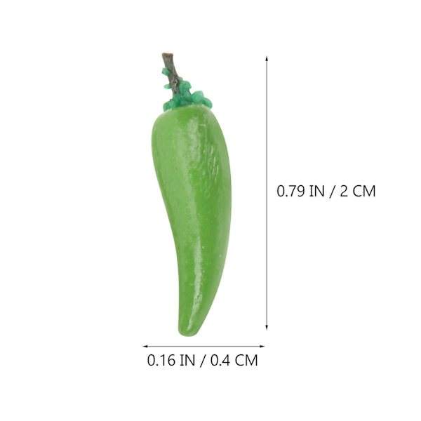 10 stk. Miniature Simuleret Chili Mini Realistisk Grøntsag Mini Hus Tilbehør Grøn 2x0,4 cm Green 2x0.4cm
