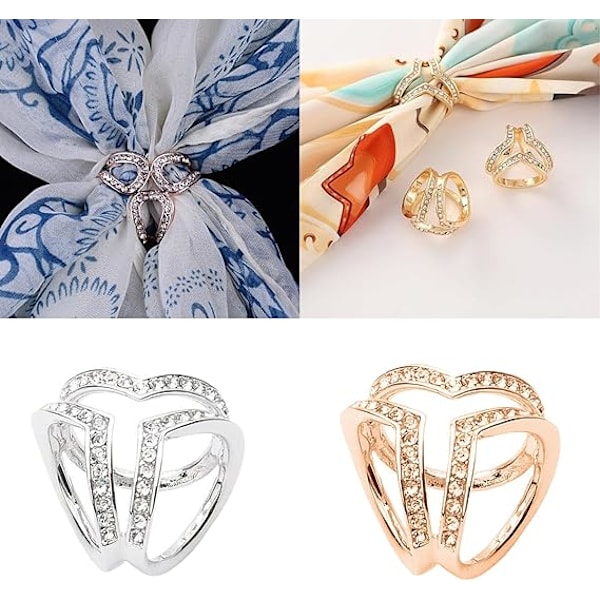 2 stk Sjalring, Treringer Innlagt Silke Sjal Klemmer Sjalring Skjerf Spenne Sjal Wrap Holder Klemme Silke Sjal Spenne