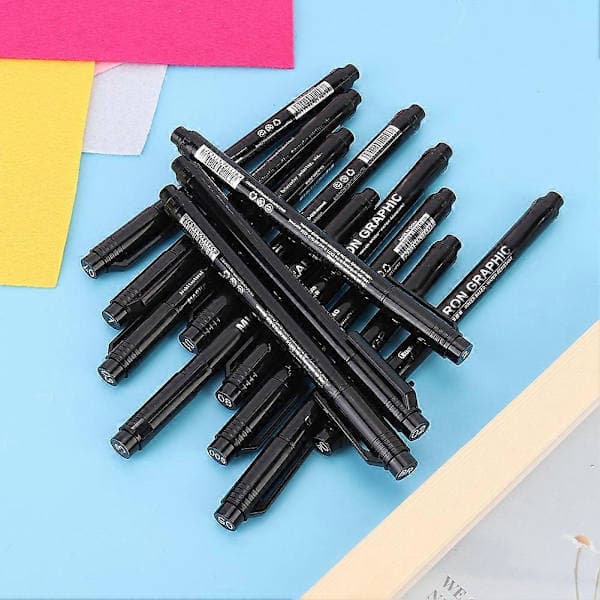 12 Pcs Micron Liner Fineliner Black Water-based Ink Waterproof Drawing Sketch Pen