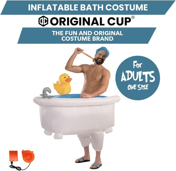 Inflatable Bathtub Costume | Original Costume | Premium Quality | Adult Size | Polyester | Comfortable | Durable | Includes Inflation System |