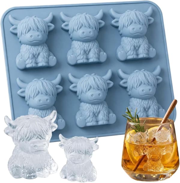 Mini Highland Ko Isbitsform, 3D Silikonform til Isbiter i Kofasong, Silikon Dyre Isbitsform