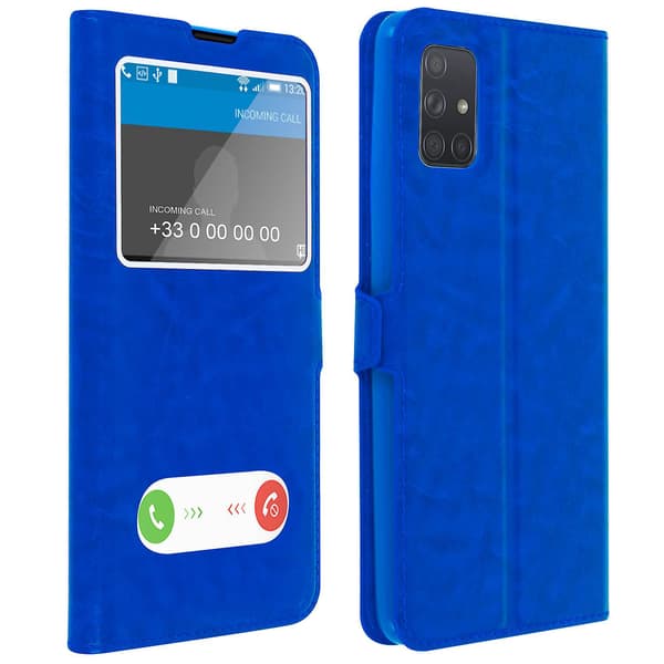 Galaxy A71 Kotelo Tuplaikkuna Videoteline [DB] Sininen Blue