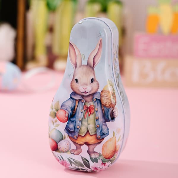 Easter Decorative Colorful Easter Bunny Tin Box Cookie Container - Cartoon Children's Gift Box - Model F