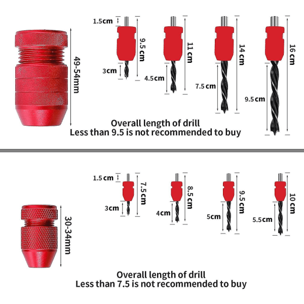 Dybdestop til Bor, Justerbar Borstop Anvendelig Borstørrelsesområde 5/64\"-3/16\",15/64\"-7/16\", 2 stk